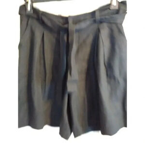 Just Fab Linen Shorts Tie Belt Black Sz M Waist 34" Inseam 9